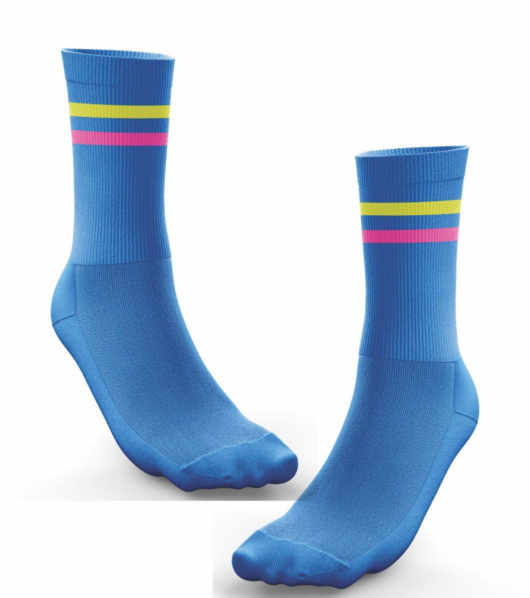 Sky Blue, Pink & Yellow Midi Socks