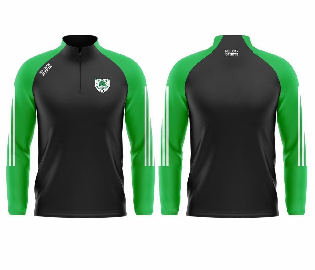 Quarter-Zip (Black/Green Sleeves) - St Anne's FC