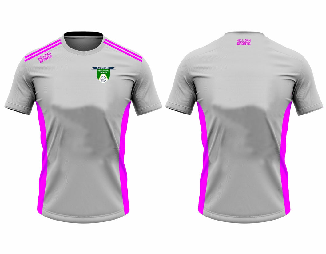 T-Shirt (Grey/Pink) - Cahersiveen Community Games