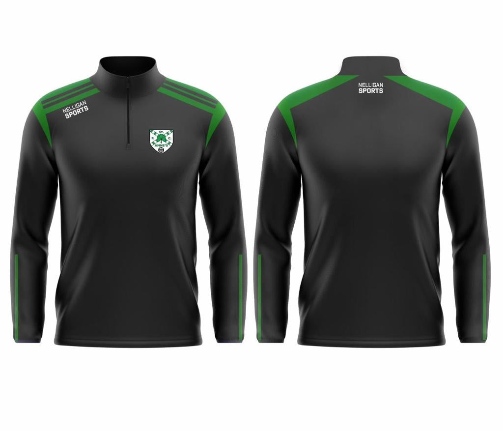 Quarter-Zip (Black/Green Shoulder) - St Anne's FC