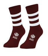 Maroon & White Midi Socks